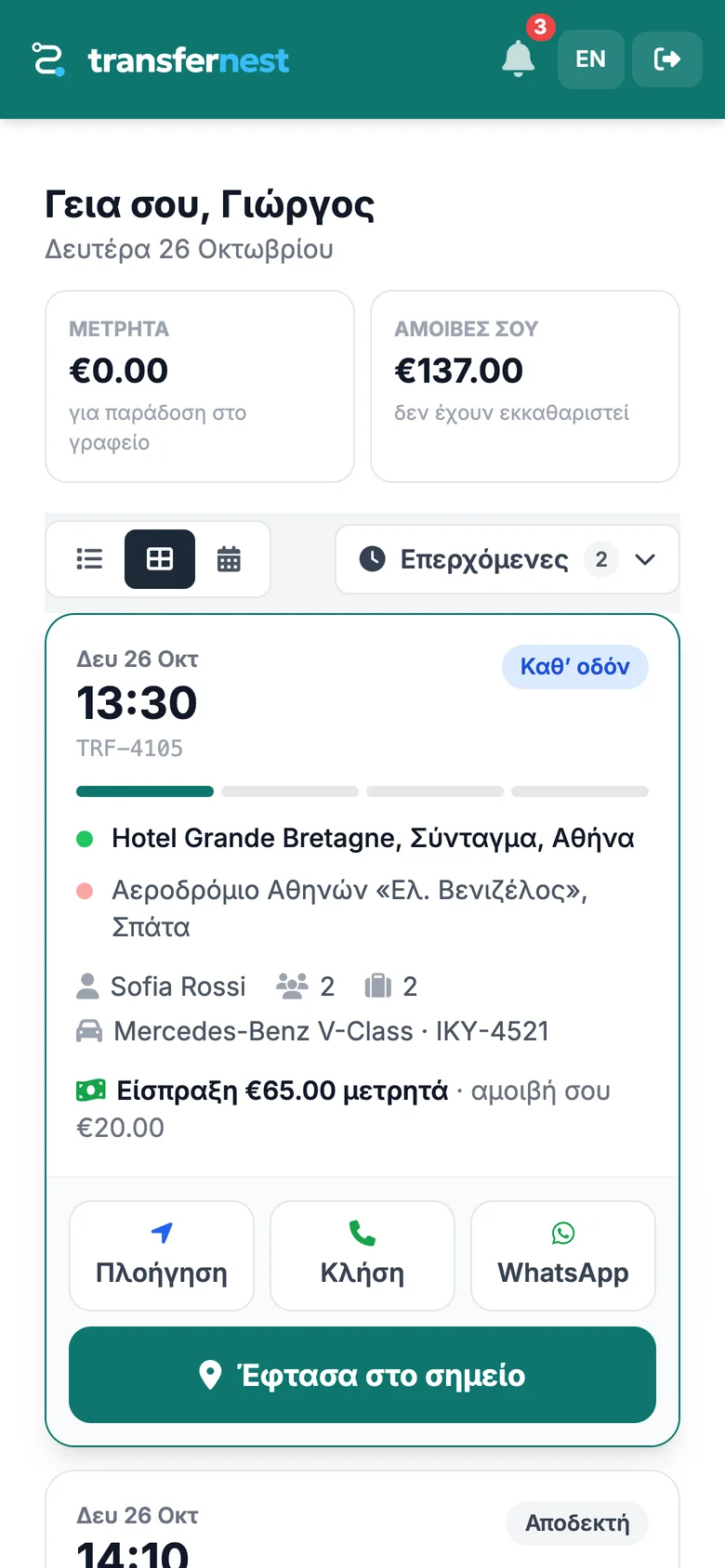 Οδηγός: Ο οδηγός εκτελεί τη μεταφορά